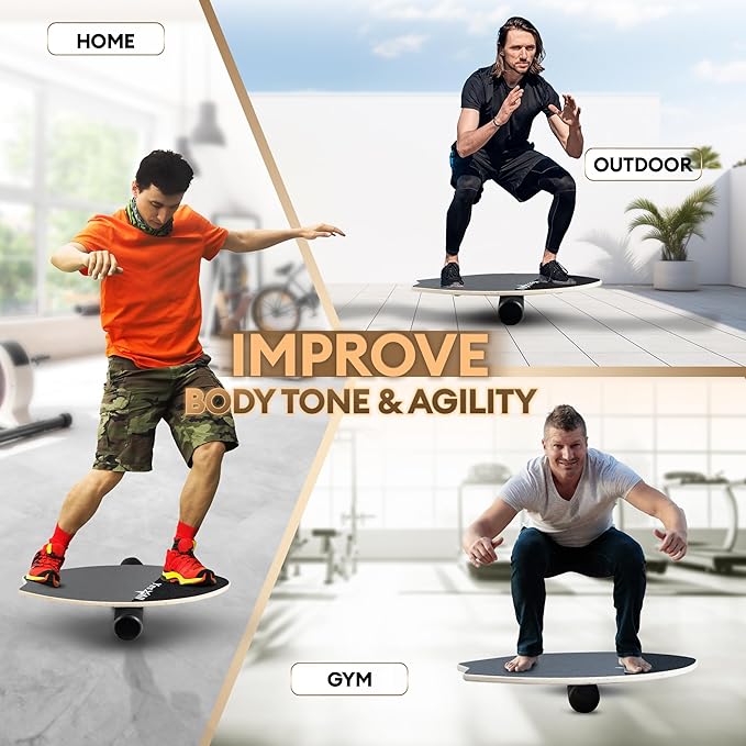 Yes4All Balance Board Sports Trainer, Surf Trainer Board With Adjustable Stoppers, Improve Core Strength and Balance Control