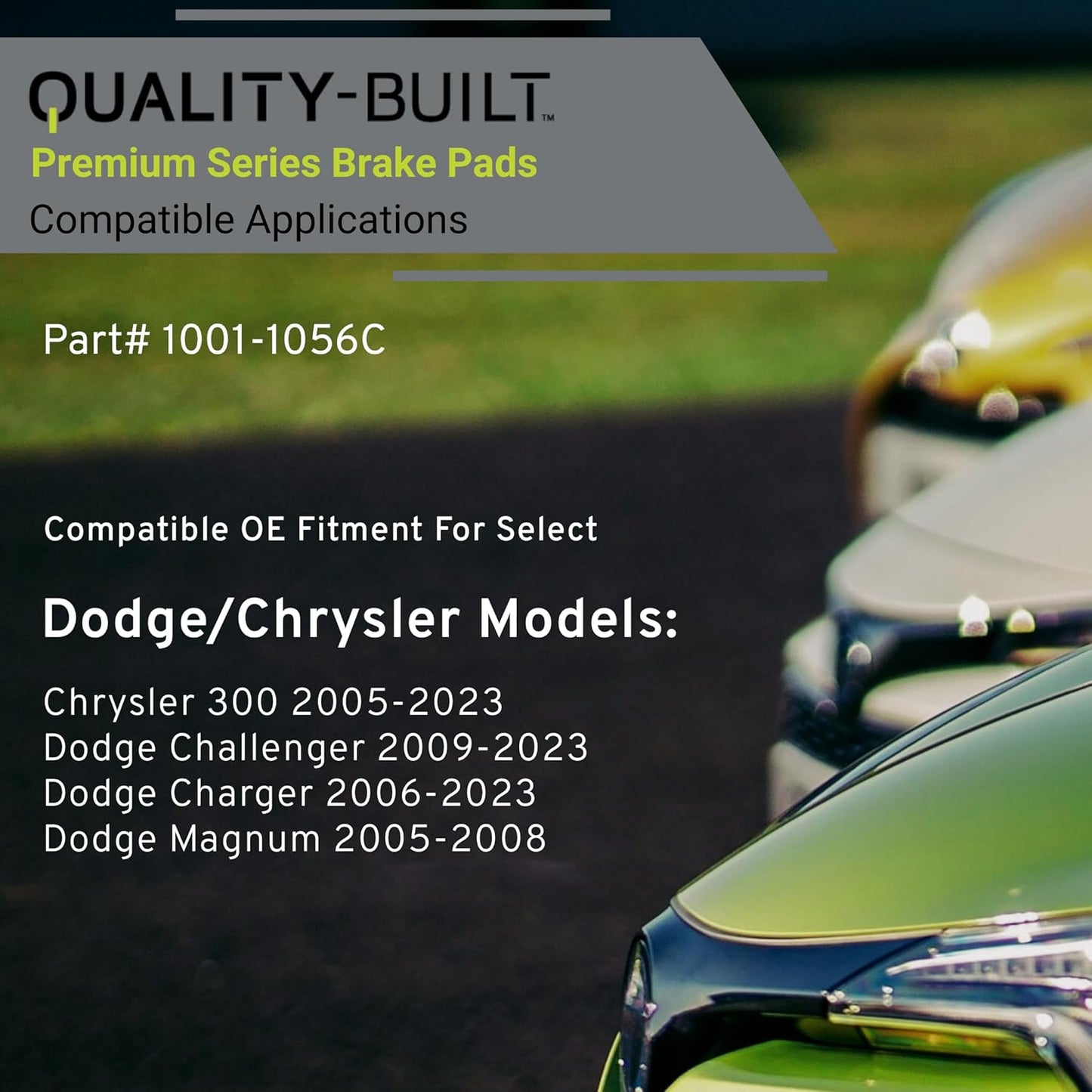 Premium Ceramic Front Brake Pads (1001-1056C) Compatible with Chrysler 300 2005-2023, Dodge Challenger 2009-2023, Dodge Charger 2006-2023, Dodge Magnum 2005-2008