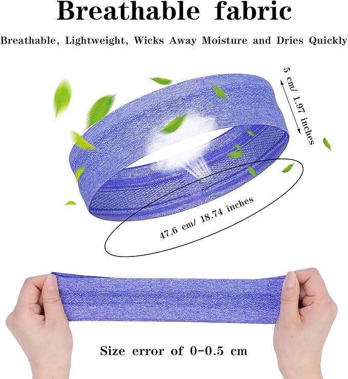 8 Pieces Sweatbands Non Slip Headbands Stretchy Running Sports Sweatbands Workout Headband Grip Silicone Yoga Hair Band Elastic Exercise Hair Wrap for Women Men