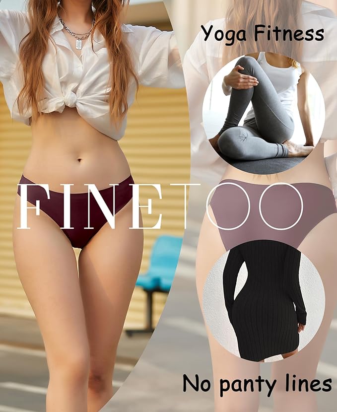 FINETOO 6 Pack Women’s Seamless Hipster Underwear No Show Panties Invisibles Briefs Soft Stretch Bikini Underwears XS-XL