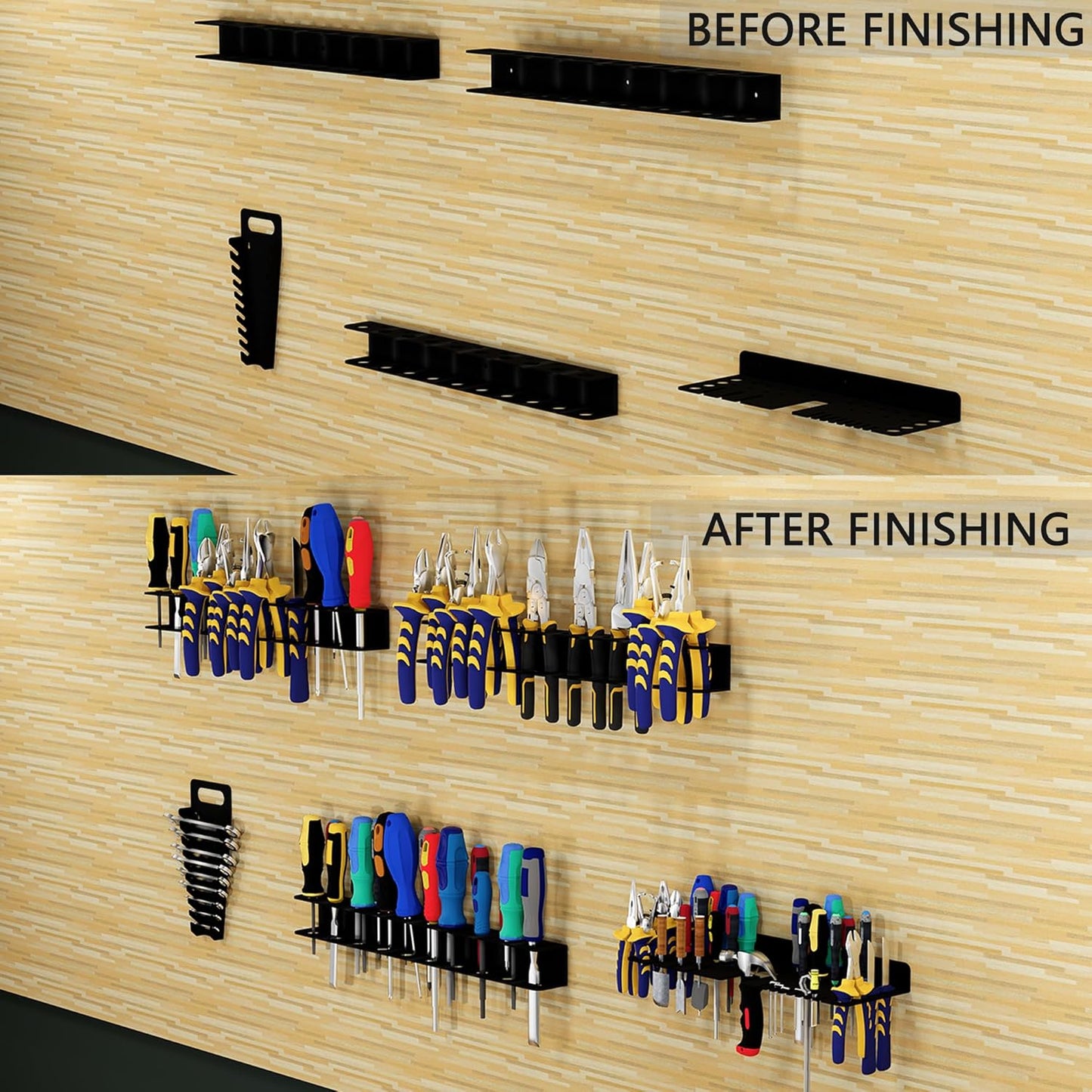 Screwdriver Organizer, Pliers Rack, Hammer Holder, Heavy Duty Wall Mounted Tool Storage Rack, Hand Tools Organizer, Metal Organizer for Garage Workshop, Garage Tool Organizer Wall Mount，15.75 Inch