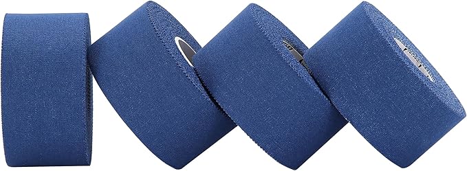 Bighorn Athletics Sports Tape | EZ-Tear Blue Athletic Tape for Wrist, Ankle & Foot Support | Zinc Oxide Infused & Latex-Free Adhesive, Breathable Cotton Fabric, 1.5-Inch x 45-Feet, 4 Rolls, Blue