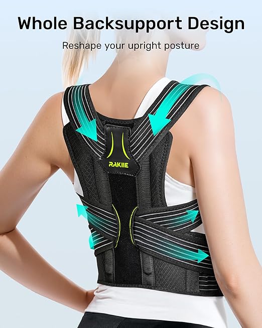 Upright Posture Corrector, Comfortable Lumbar Support Belt with 3D Elastic Kintted Mesh, Upper and Lower Back Pain Relief, Easy to Put on & Take off, Yellow Size L (Upper Waist: 41.3"-47.2")