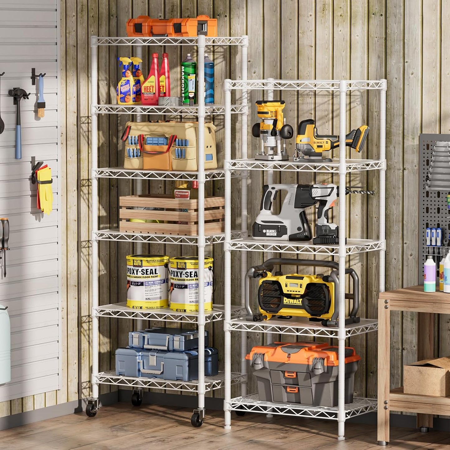 SINGAYE 5 Small Wire Shelves Kitchen Pantry Close Home Organizers and Storage Bathroom Shelf Laundry Room Organization Adjustable Book Metal Garage Shelving Unit