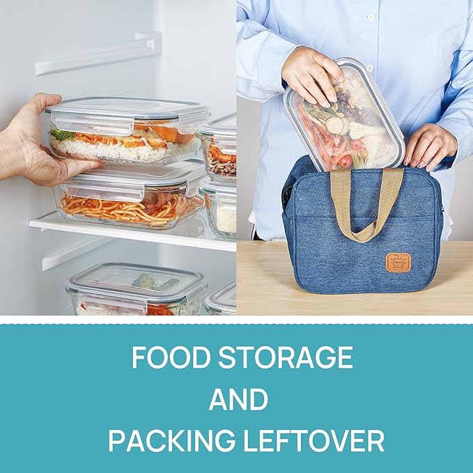 Vtopmart 5 Pack 35oz Glass Food Storage Containers with Lids, Meal Prep Containers, Airtight Reusable Lunch Container Set, Safe for Oven, Microwave, Freezer, and Dishwasher