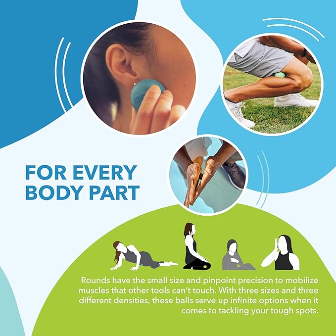 RAD Rounds – Extra Soft Yoga Deep Tissue Massage Ball Set – Myofascial Release Balls for Feet, Back, Neck, Jaw & Forearms – Trigger Point & Mobility Therapy (3-Pack)