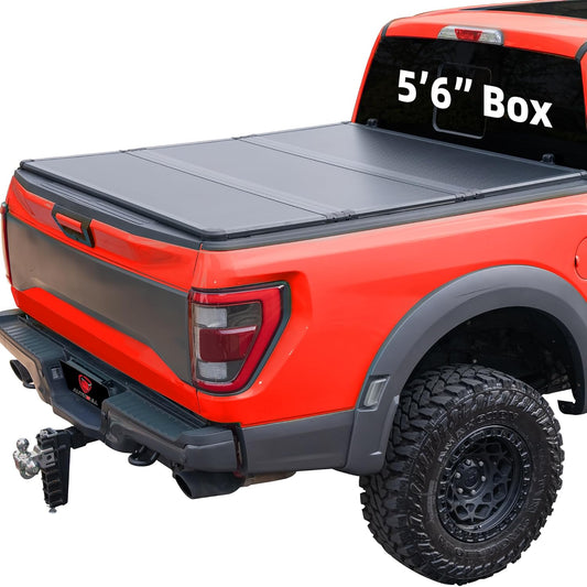 Hard Top Tri Fold tonneau Cover Compatible with 2022-2025 Toyota Tundra 5.5ft Bed, Alloy Steel and Fiberglass Made
