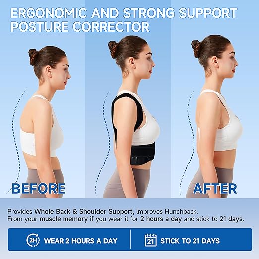 Back Brace Posture Corrector for Men and Women, Adjustable Shoulder Straightener Full Back Support, Upper and Lower Back Brace for Pain Relief, Scoliosis, Hunchback, Hump (X-Large)