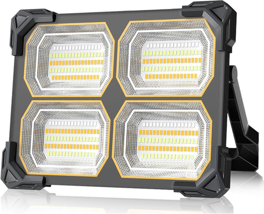 200W Led Work Light Rechargeable,20000MAh Solar Portable Light, 20000LM Magnetic Work Lights, 326 Led Battery Work Lights with Stand 5 Lights Modes IP66 Waterproof for Outdoor Camping Car Repairing