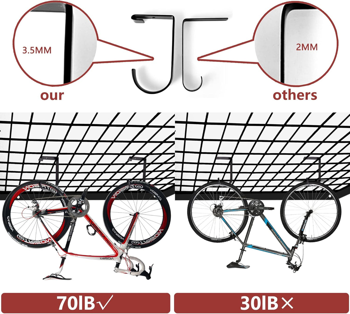 6-Pack Storage Hook for Garage Ceiling Rack & Wall Shelves, Alloy Steel, 70lbs Capacity, Black