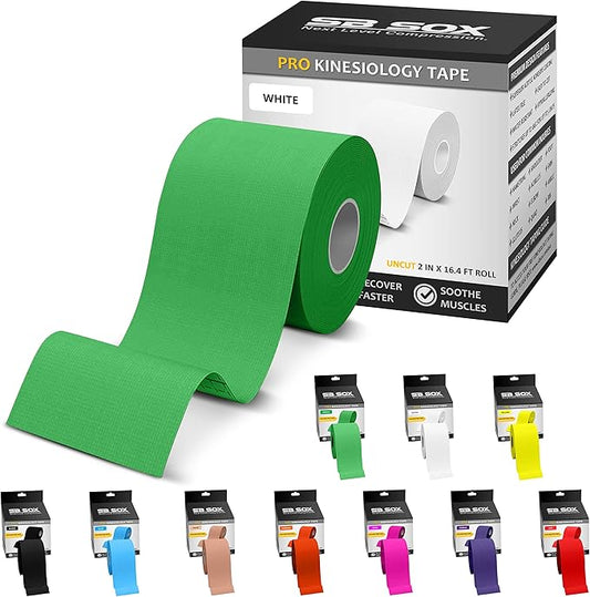 SB SOX Pro Synthetic Kinesiology Tape (Precut & Uncut Options) – Longer Lasting Performance Fabric Option to Our Original Cotton Kinesiology Tape - Also Latex Free, Water Resistant! (Green - Uncut)