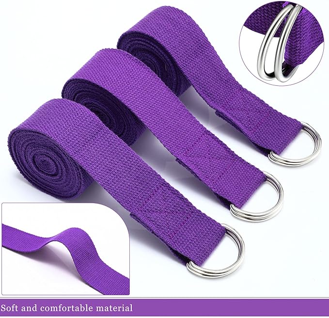 6 Pcs Yoga Strap for Stretching 8 Ft Yoga Exercise Adjustable Straps Bands with Safe Adjustable D Ring Buckle for Pilates Gym Workouts Fitness Improves Sitting Posture