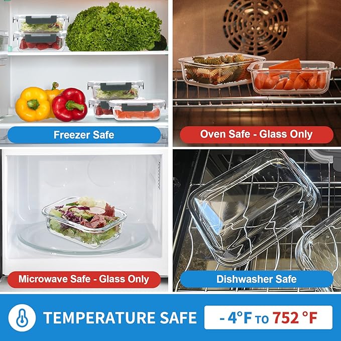 Small Glass Food Storage Containers 12 Pack-12oz Glass Containers with Lids for Meal Prep, Food Storage, Freezer to Microwave Safe, Air-Tight, Leak-Proof, Pink Set