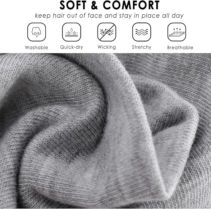 Headbands for Women 9Pcs, Cotton Like Headbands Women Men 2.5 inch Wide, Soft Sweat Wicking Stretchy Headband for Women Girls Sports Yoga Running