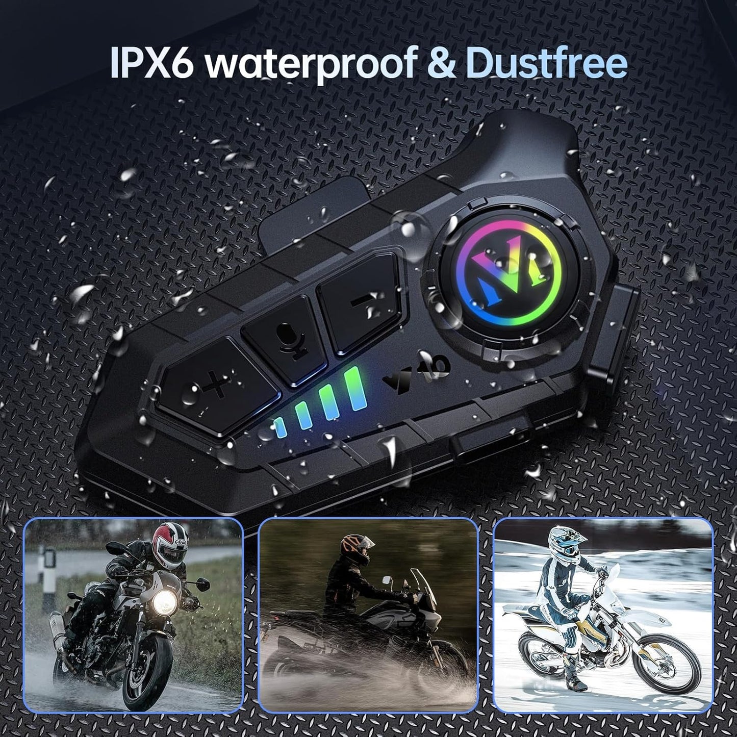 Motorcycle Bluetooth Headset Speaker Skiing Earphone Waterproof Bluetooth Helmet Headset with Noise Cancellation Ultra-Thin Wireless Bluetooth Headphones for All Helmets
