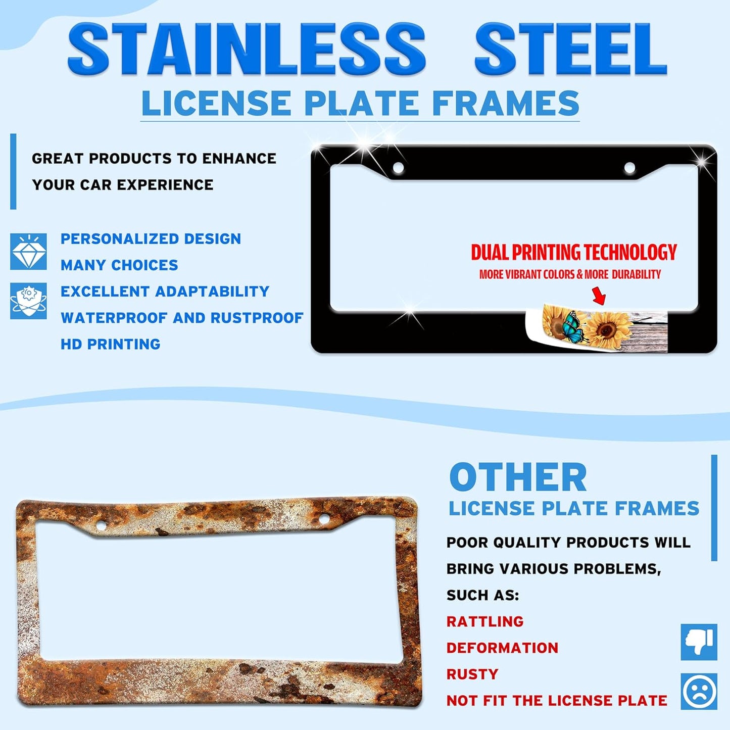 Cat License Plate Frame I Saw That Cat License Plate Holder Paw Animal for Front or Rear Car Tags Stainless Steel Funny Car Decoration with Screws 6.3 X 12.2 in