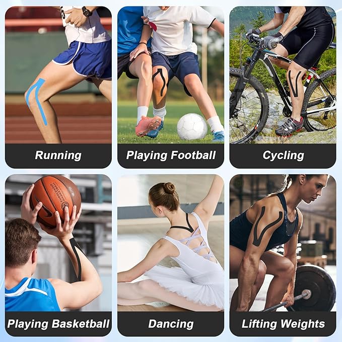 Waterproof Breathable Athletic Elastic Sports & Weightlifting Tape, Injury Recovery-Muscle Strain Relief & Joint Support(3 Colors Mixed) (Y-Shaped)