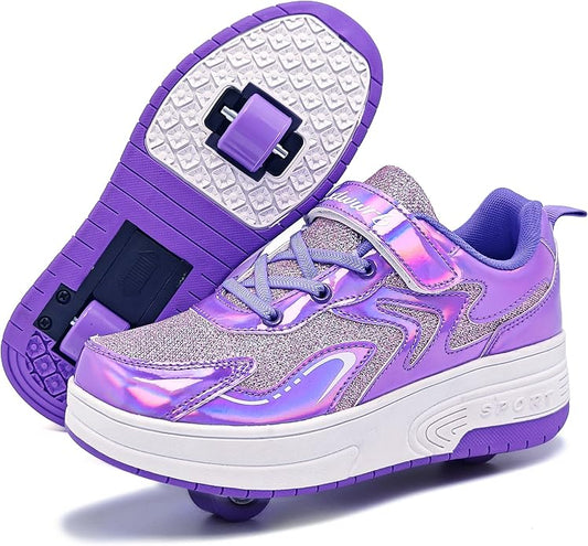 Wooowyet Roller Skate Shoes for Kids Boys Girls Rechargealbe Wheels Sneakers Fashion Roller Wheeled