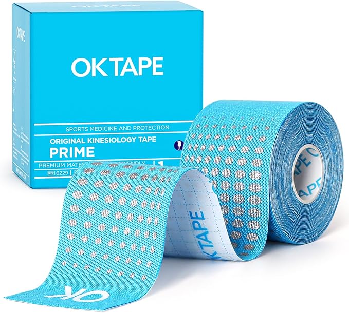 OK TAPE Synthetic Kinesiology Tape Prime, Breathable Sports Athletic Tape for Joint & Muscle Discomfort, Latex Free and Water Resistance, 1 Roll, 2in×16.4ft-Blue