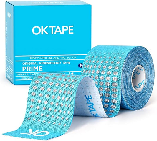 OK TAPE Synthetic Kinesiology Tape Prime, Breathable Sports Athletic Tape for Joint & Muscle Discomfort, Latex Free and Water Resistance, 1 Roll, 2in×16.4ft-Blue