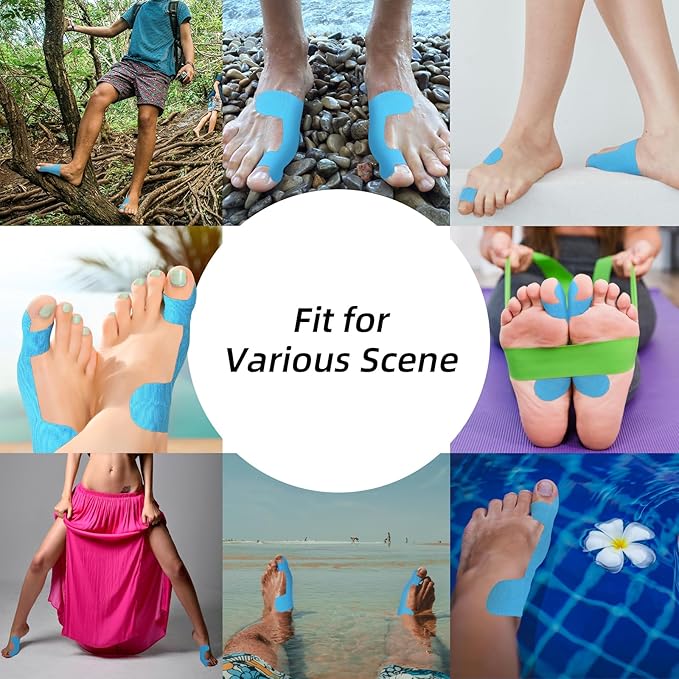 IEADEN Precut Kinesiology Tape for Bunion, 40 Pcs, Bunion Corrector & Relief, Big Toe Support and Pain Relief, Breathable Hypoallergenic Latex-Free Tape (Blue)