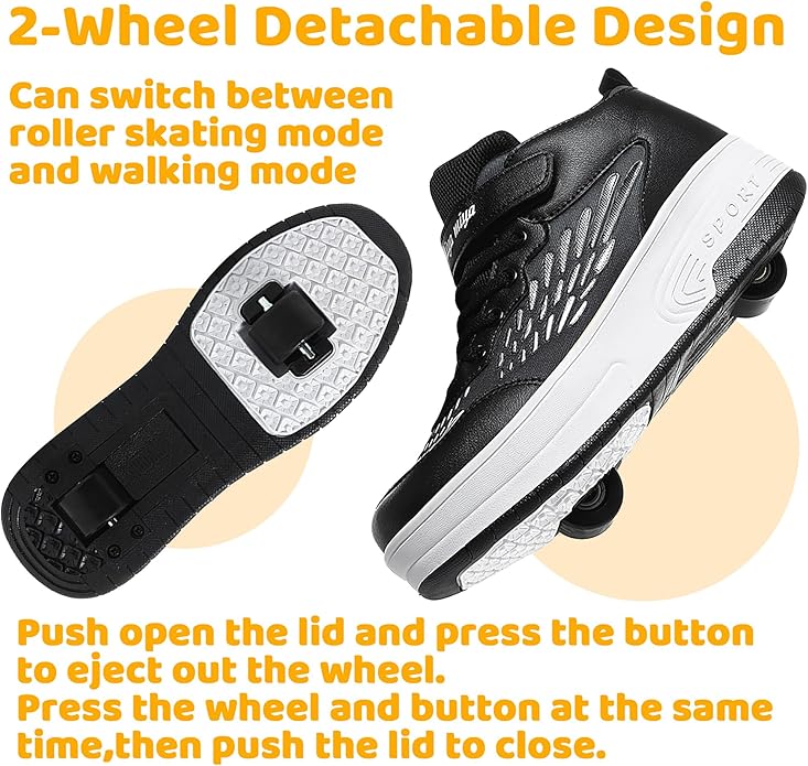 Wooowyet Roller Skate Shoes for Kids Boys Girls Rechargealbe Wheels Sneakers Fashion Roller Wheeled