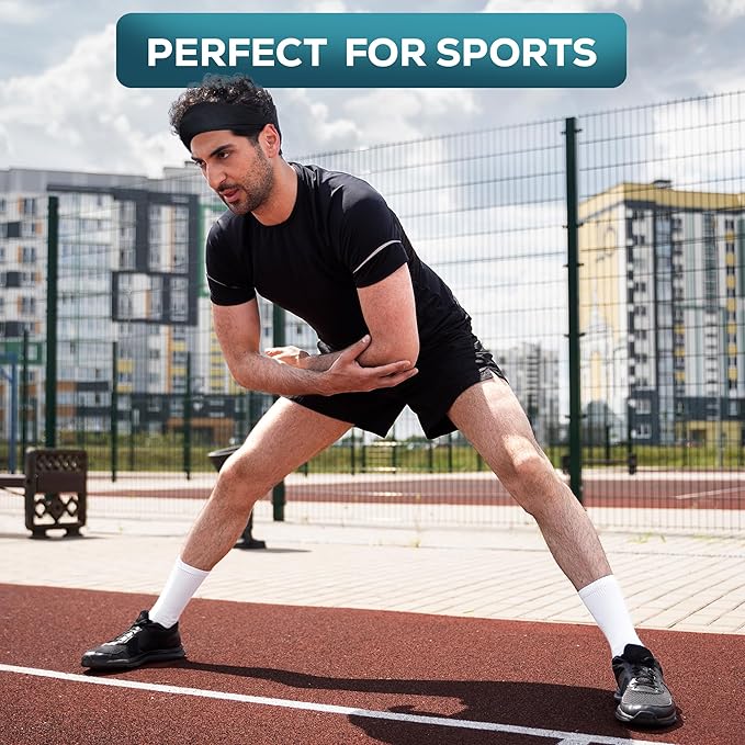 Relix Sports Headband for Men (Pack of 5) Moisture Absorbing Workout Headband, Sweatband Headbands for Running, Cycling, Football, Yoga, Unisex Hairband