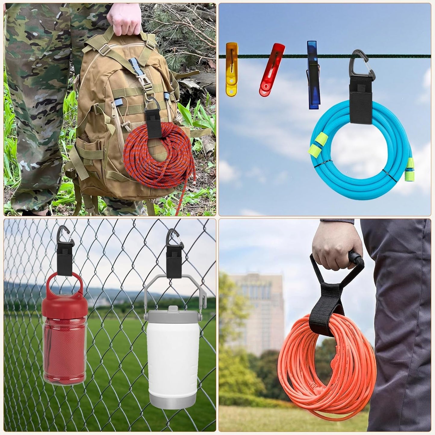 Extension Cord Holder Organizer(10Pack), Extension Cord Hanger for Garage Organization and Storage, 4-pk 16",2-pk17 and 4-pk 22" Heavy Duty Storage Straps, Garage Gadgets for Men (10, Black)