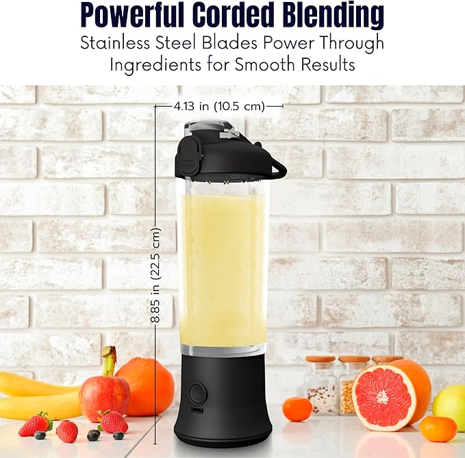 SSKAWorldwide Portable Blender - 21oz Smoothie Blender Rechargeable Small Blender with 6 Blades Personal Blender for Home Office Gym Sports and Travel (Black)