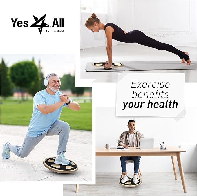 Yes4All Versatile Wooden Wobble Balance Board, Balance Trainer for Mobility Training, Standing Desk, Core Training, Exercise Balance Stability Trainer