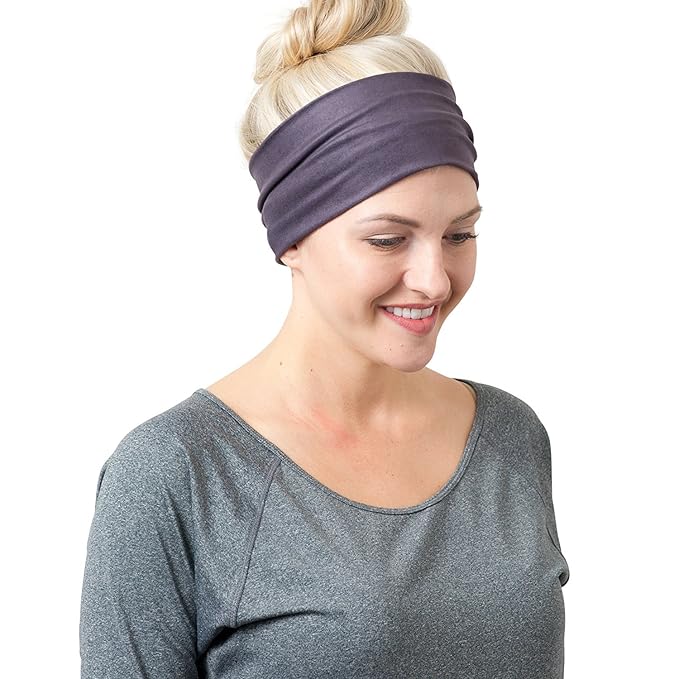 RiptGear Stretch Sport Headband for Women (Solid Gray) — Made of Non-Slip Sweat Wicking Fabric — Great for Yoga, Running or The Gym — Soft Headband That Fits Most Head Sizes — (1-Pack)