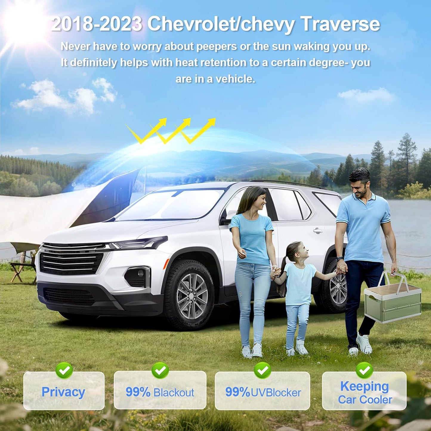 8pcs Car Window Shades for Chevrolet/Chevy Traverse2018-2023 Accessories,Windshield Side Rear Full Sunshade,Sun Visor UV Blocking, Privacy Protection and Blackout for Camping Outdoor