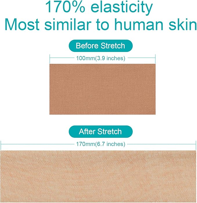 Uncut Kinesiology Tape Bulk 4 Rolls Sports Tape for Muscle (Pink, Blue, Black, Beige), K Tape for Physio Therapy and Knee Support