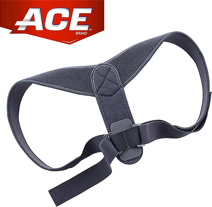 ACE Brand Posture Corrector, Posture Correction, Adjustable, Hook-and-Loop Shoulder Straps Provide Secure Fit, Posture Support Fits Discreetly Under Clothing, One Size Fits Most