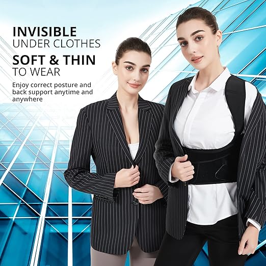 Posture Corrector for Women for Support: Back Brace for Full Back Support - Adjustable Shoulder Straightener for Women and Men (Black, Small)