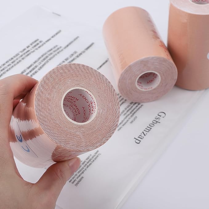 3 Pack Kinesiology Tape, 4in x 5.5yd Water Resistant Muscle Support Adhesive Sport Tape for Pain Relief, Latex Free Cotton Elastic Athletic Tape for Joints, Knee, Ankle, Shoulder, Wrist