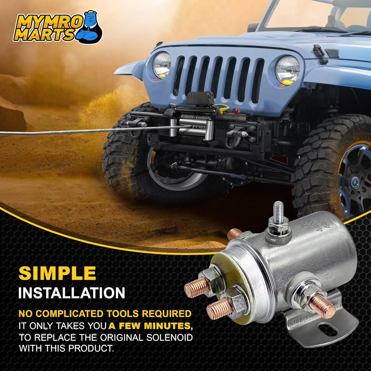 240-01009 Winch Motor Golf Cart Solenoid Compatible with/Replacement for 5 Term 12 Volt Hd 15-301, 15-338, 15-341, SBD4201, SBD4201D, SBD4201E, SBD4202D 440003, 440110