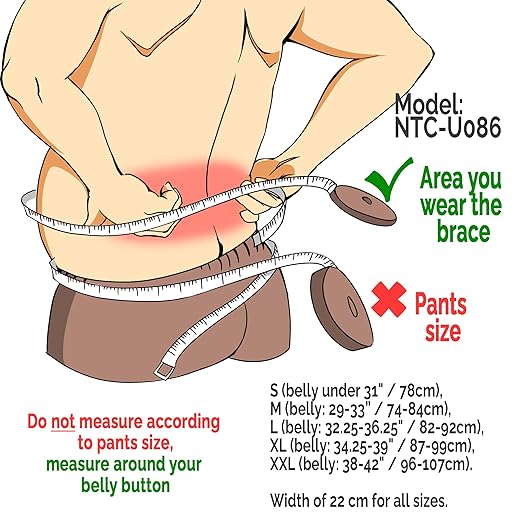 NeoTech Care Back Brace with Suspenders/Shoulder Straps - Light & Breathable - Lumbar Support Belt for Lower Back Pain - Posture, Work, Gym - Grey Color (Size S)