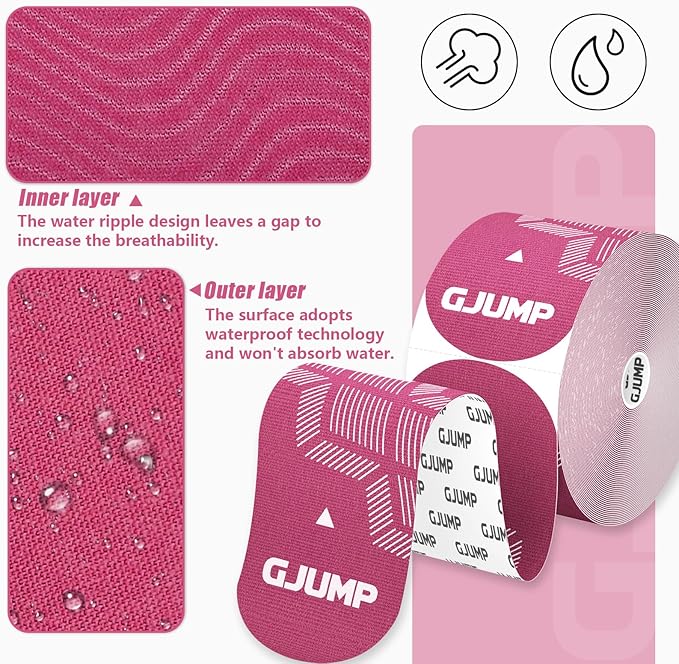 Kinesiology Tape, Original Cotton Elastic Athletic Tape for Muscle Strain Relief & Joint Support, 40 Count Precut Strips 2 Rolls, Waterproof & Breathable Sports Tape for Support and Recovery