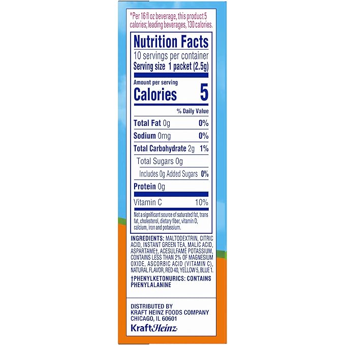 Crystal Light On The Go Peach Mango Green Tea Drink Mix, 10-Packet Box (Pack of 8)