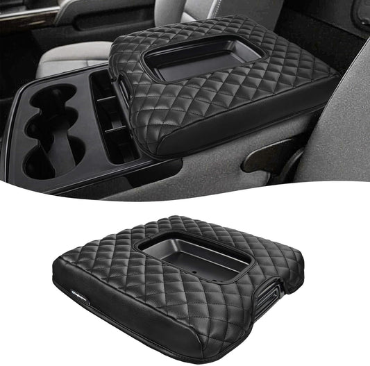 Center Console Cover for 2014-2018 Chevy Silverado & GMC Sierra 1500 2500 3500, Vinyl Leather Interior Accessories, Car Armrest Protector, Jump Seat, Anti-Scratch, Black