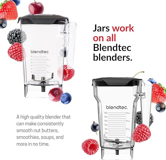 Blendtec Classic 575 Blender- WildSide+ Jar (90oz) and Four Side Jar (75oz) BUNDLE- 4 Pre-programmed Cycles-5-Speeds - Professional-Grade Power-Self-Cleaning - Poppy Red (C575A2319A-AMAZON)