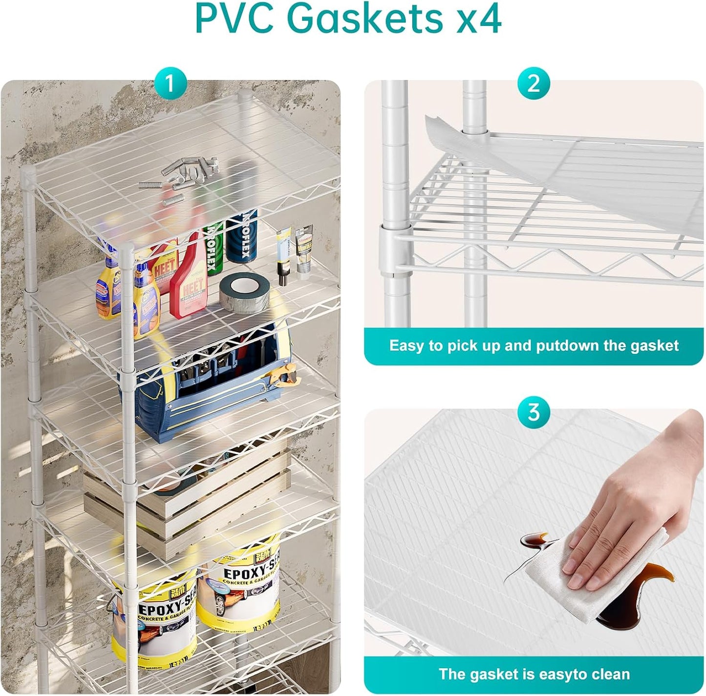 SINGAYE 6 Small Wire Shelves Kitchen Pantry Close Home Organizers and Storage Bathroom Shelf Laundry Room Organization Adjustable Book Metal Garage Shelving Unit