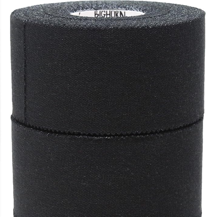 Bighorn Athletics Sports Tape | EZ-Tear Black Athletic Tape for Wrist, Ankle & Foot Support | Zinc Oxide Infused & Latex-Free Adhesive, Breathable Cotton Fabric, 1.5-Inch x 45-Feet, 4 Rolls, Black
