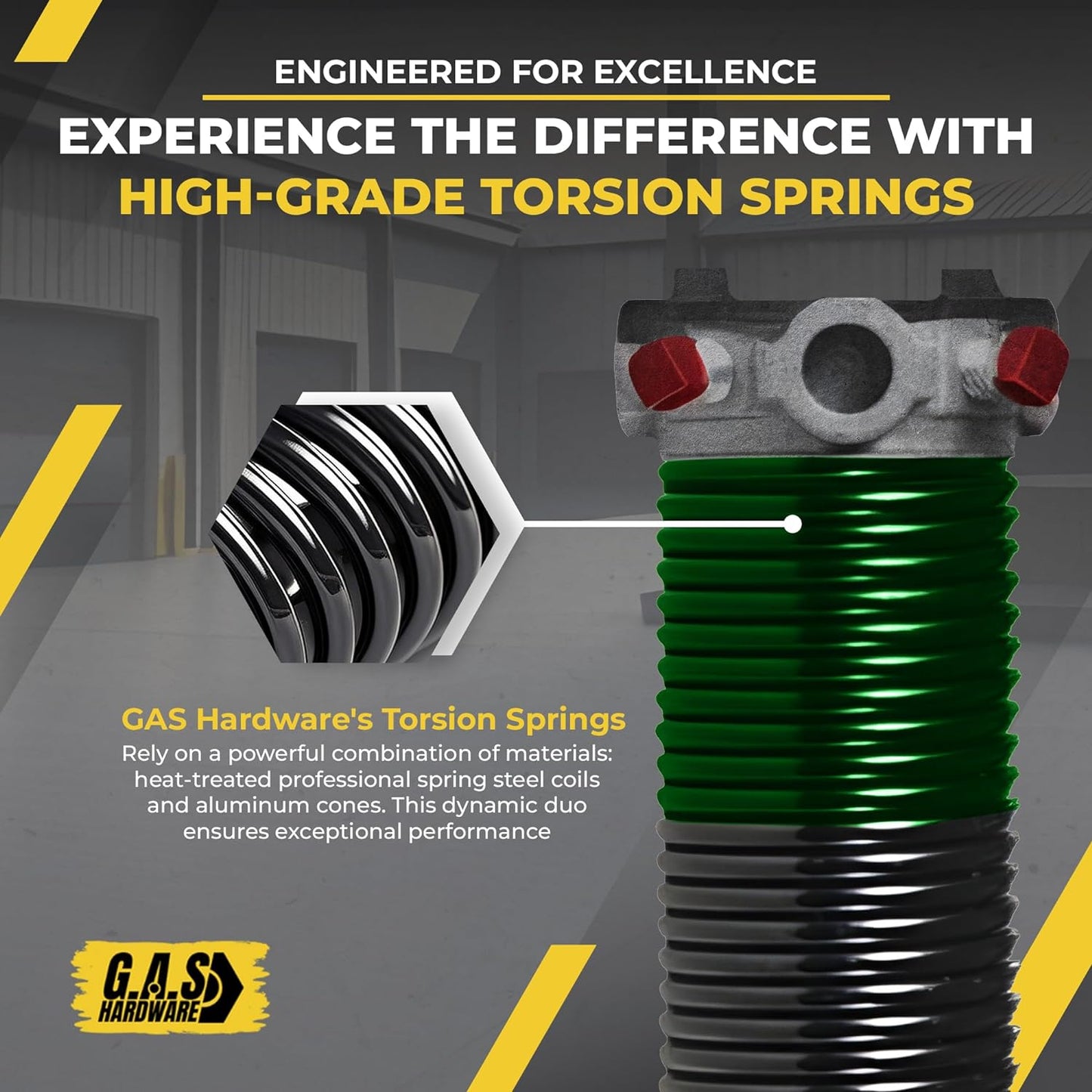 Garage Door Torsion Spring 243x1.75x38 Includes 1” Steel Bearing, Gloves, Manual, and Winding Bars for Right Side of Garage Door Precision E-Coating 5-Year Warranty Min. 30,000 Cycles (Black Cone)