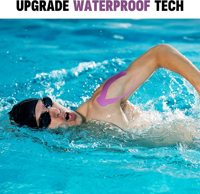 5 Rolls Kinesiology Tape, 2 inch x 16.4 Feet Waterproof Athletic Tape, Uncut Kinetic Tape, Muscle Tape, Sports Tape, Knee Tape for Exercise and Daily Use - Purple