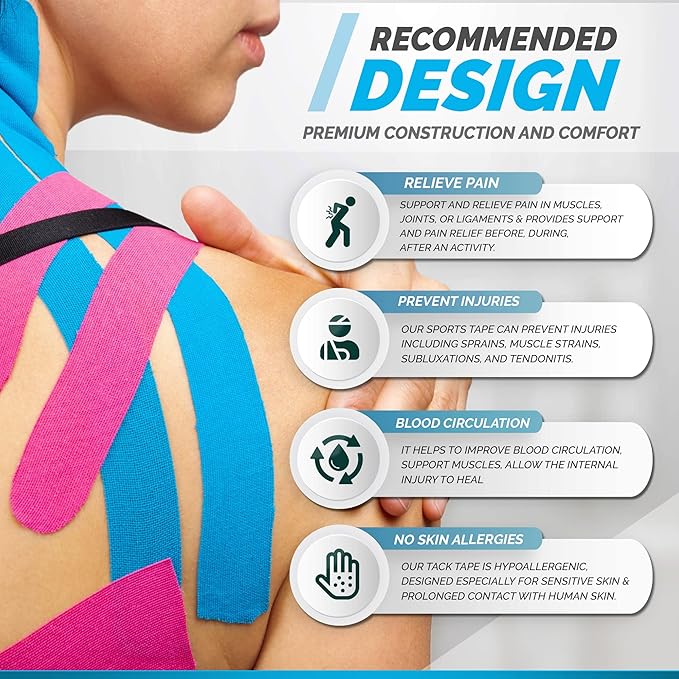 Kinesiology Tape Roll – Athletic Tape 2 Inch, Sports Tape Athletic, K Tape, Kinetic Tape, Sport Tape, kt-Tape, Athletic Tapes & Wraps, Knee Tape, Pregnancy Tape, Trans Tape –Purple3