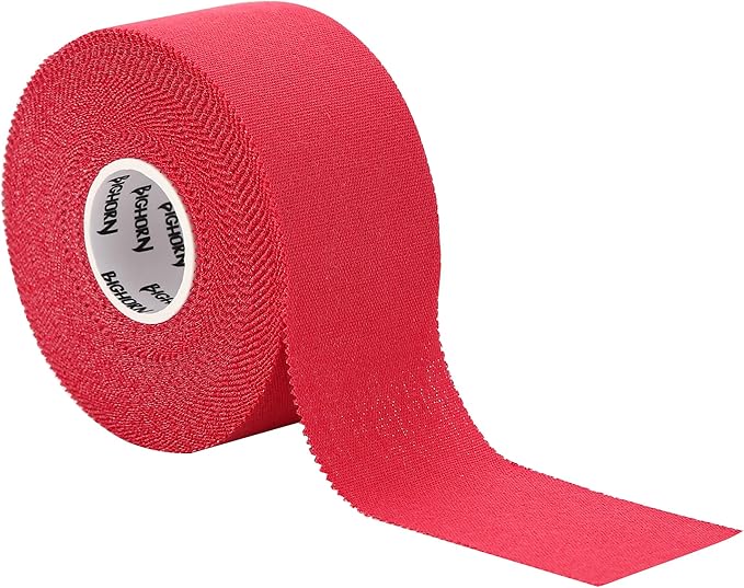 Bighorn Athletics Sports Tape | EZ-Tear Red Athletic Tape for Wrist, Hand, Ankle & Foot Support | Zinc Oxide Infused & Latex-Free Adhesive, Breathable Cotton Fabric, 1.5-Inch x 45-Feet, 4 Rolls, Red
