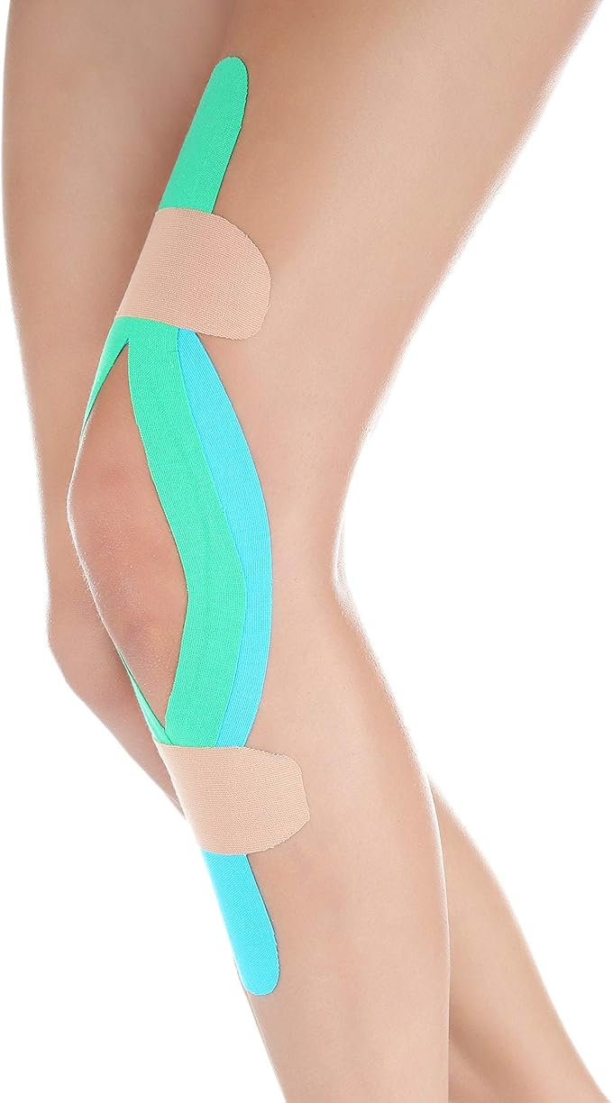 JB Tape, Precut Kinesiology Strips 4 Rolls- (80 Count, 10") Elastic, Latex-Free, Water Resistant, Athletic Sports Tape for Body, Joint & Muscle Support. (Beige)