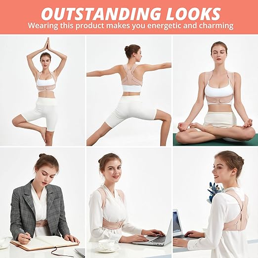 Posture Corrector for Women and Men, Adjustable Upper Back Brace for Posture Hunchback Support and Providing Pain Relief from Neck, Shoulder, and Upper Back (Small/Medium)